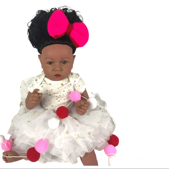 🎀Pink Crochet Hair Bow w/Red Trim🎀 - Picture 3 of 3